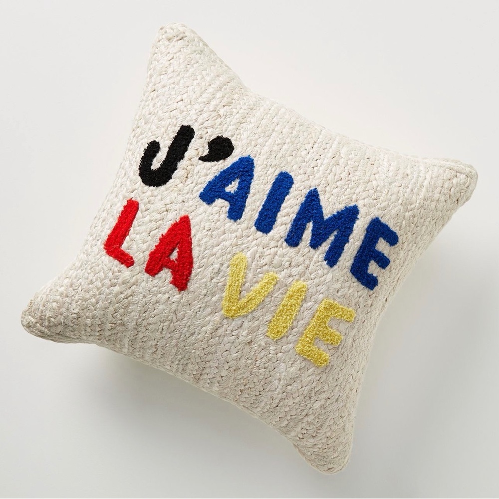 Clare V Cream Patterned Pillow